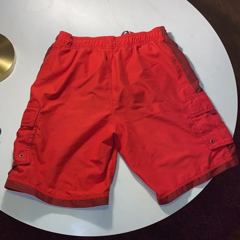 Roundtree & Yorke Red cargo pocket shorts swimwear elastic waistband swimsuit M​ - Picture 5 of 5